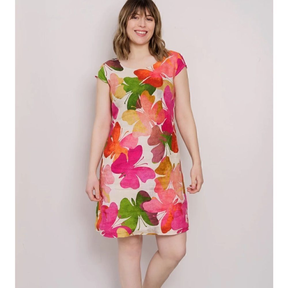 Linen Luv Butterfly Linen Dress Italy Small